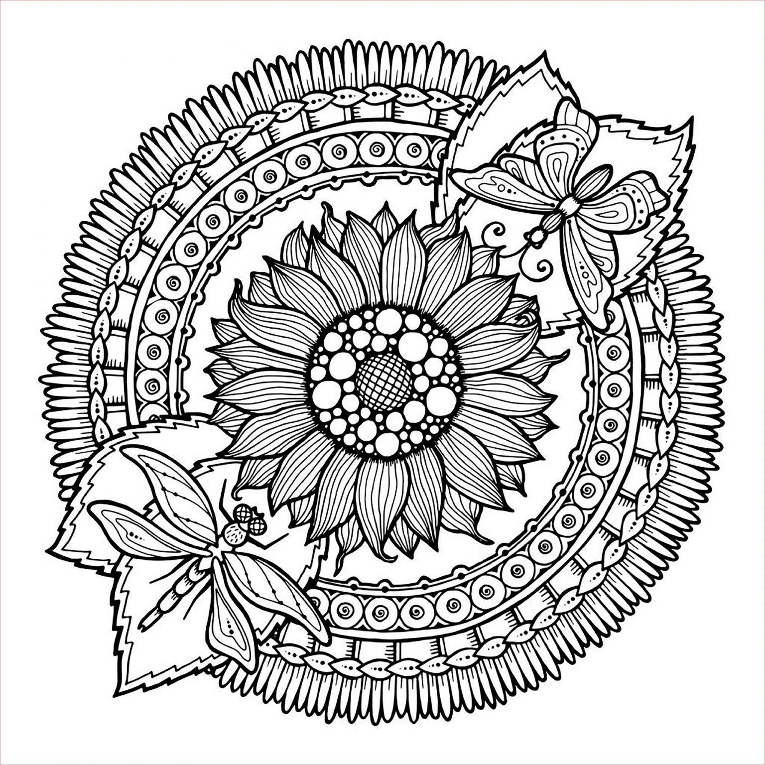 Coloriage Mandala Papillon Frais Facile Mandala Fleurs Et Papillon Coloriage Mandalas