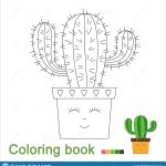 Coloriage Cactus Élégant Vector Illustration Cactus In Funny Pot For Coloring