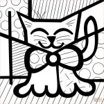 Romero Britto Coloriage Luxe Cute Cat By Romero Britto