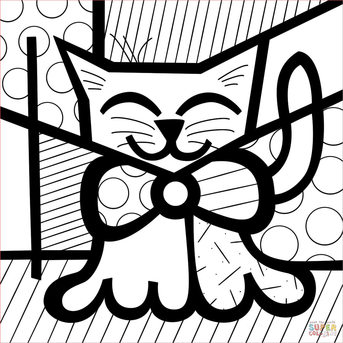 Romero Britto Coloriage Luxe Cute Cat by Romero Britto