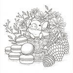 Coloriage Gourmandise Inspiration Fruits Macarons Fleurs Et Végétation Coloriages