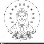 Coloriage Vierge Marie Nice Oración Virgen Mara — Vector De Stock © Kronalux