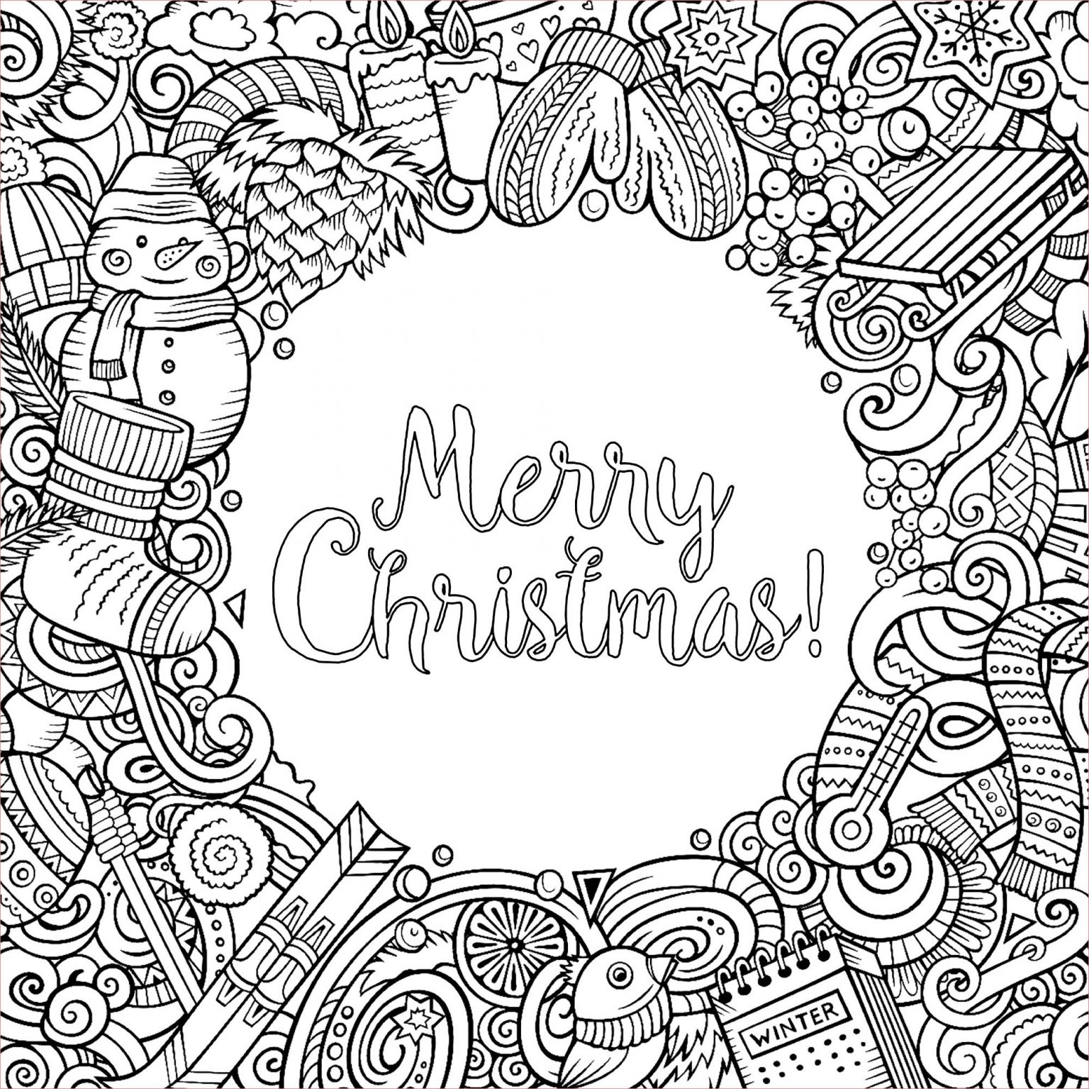 Coloriage Merry Christmas Meilleur De Merry Christmas Doodles with Text Christmas Adult