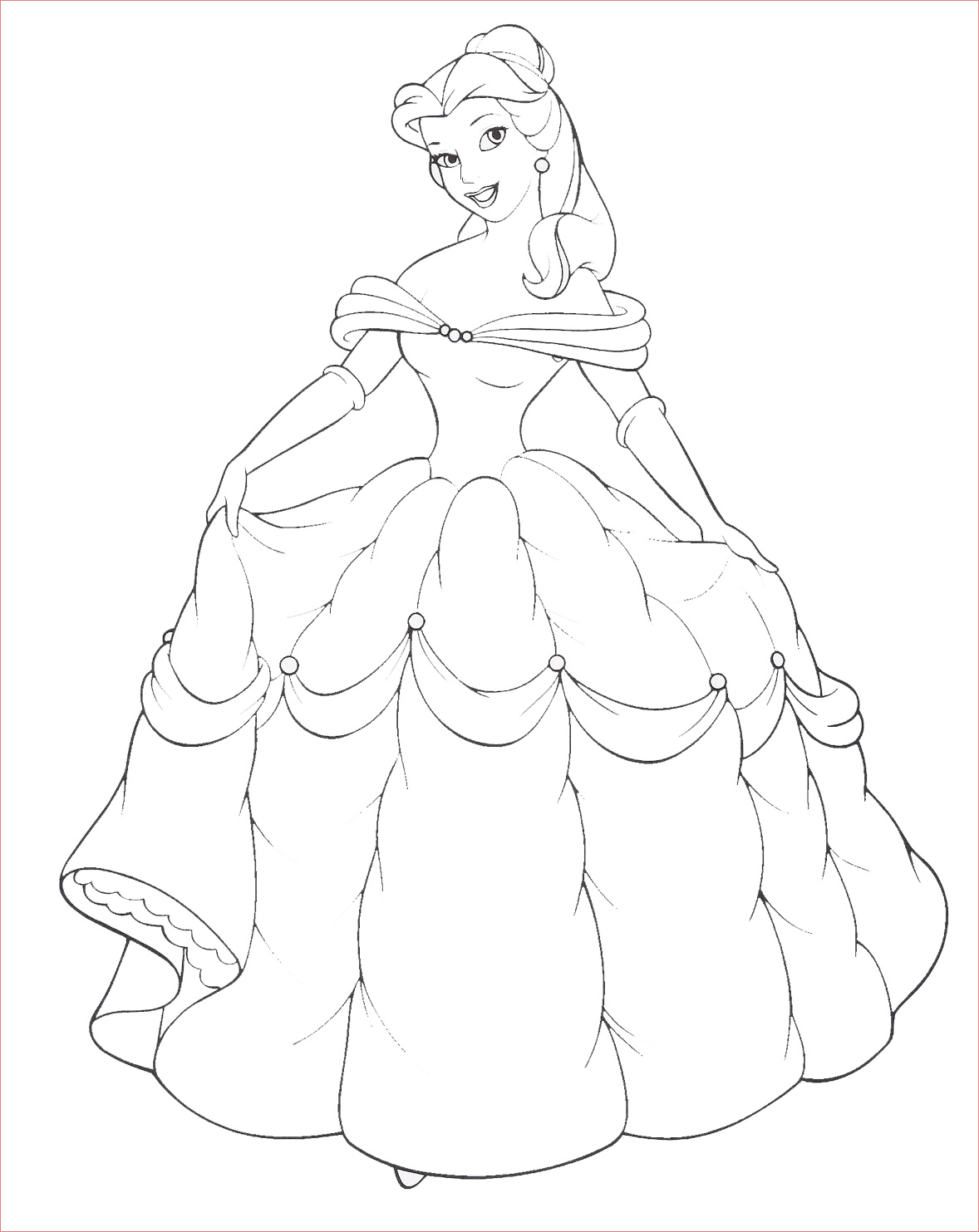 Belle Coloriage Unique Disney Princess Belle and Her Gown Coloring Sheet