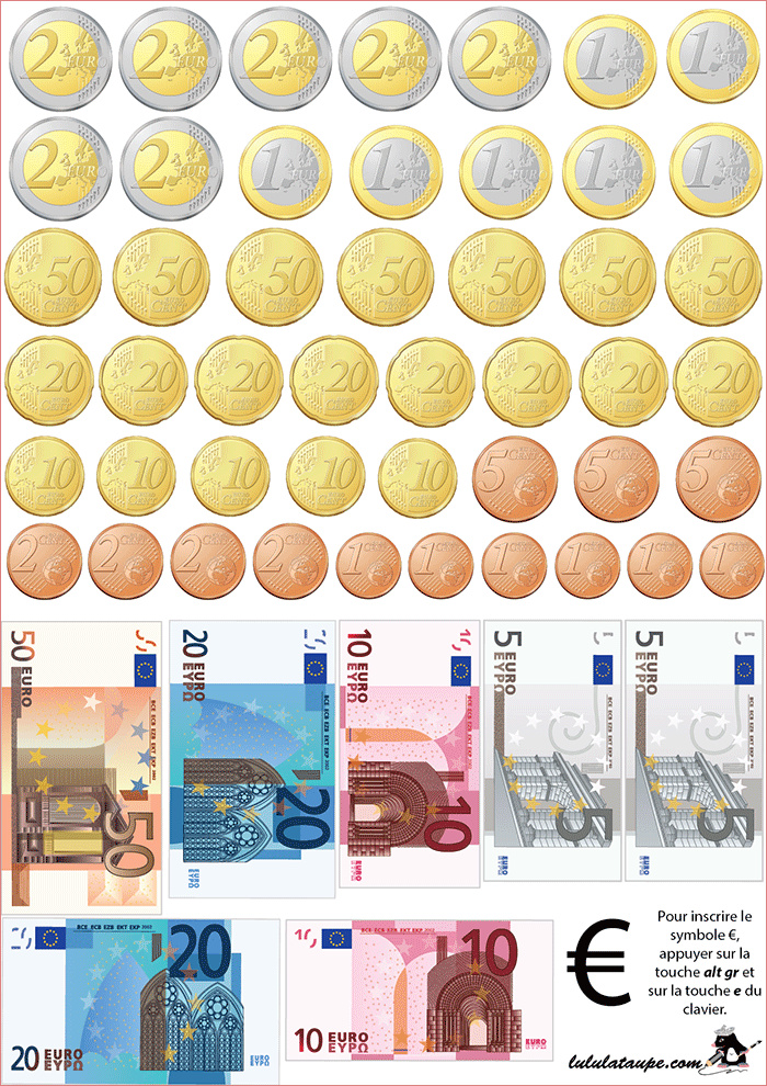 Coloriage Billet Nouveau Euros à Imprimer Et à Découper Lulu La Taupe Jeux