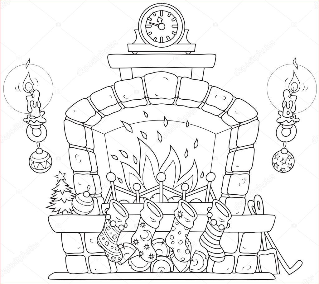 Coloriage Cheminée Nouveau Christmas Fireplace — Stock Vector © Alexbannykh
