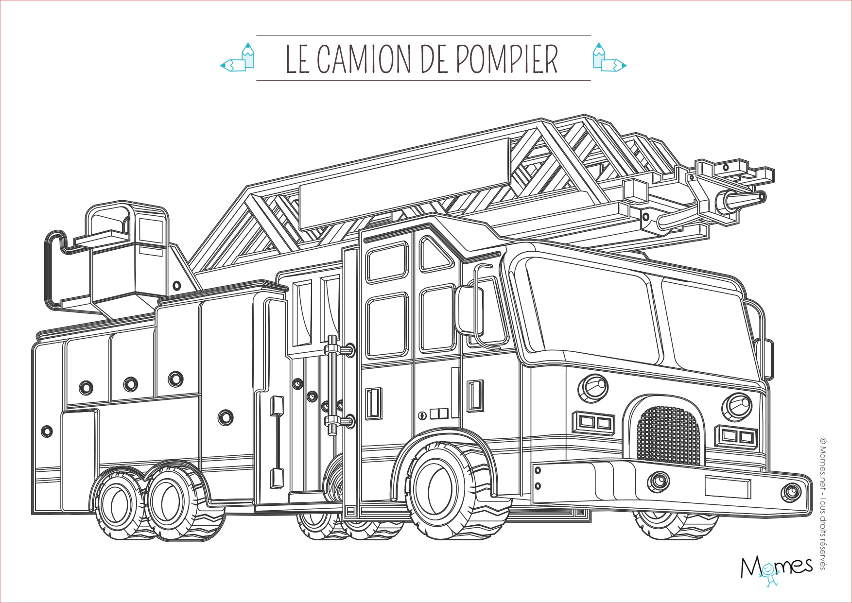 Coloriage De Camion De Pompier Inspiration Coloriage Camion Pompier Grande Echelle