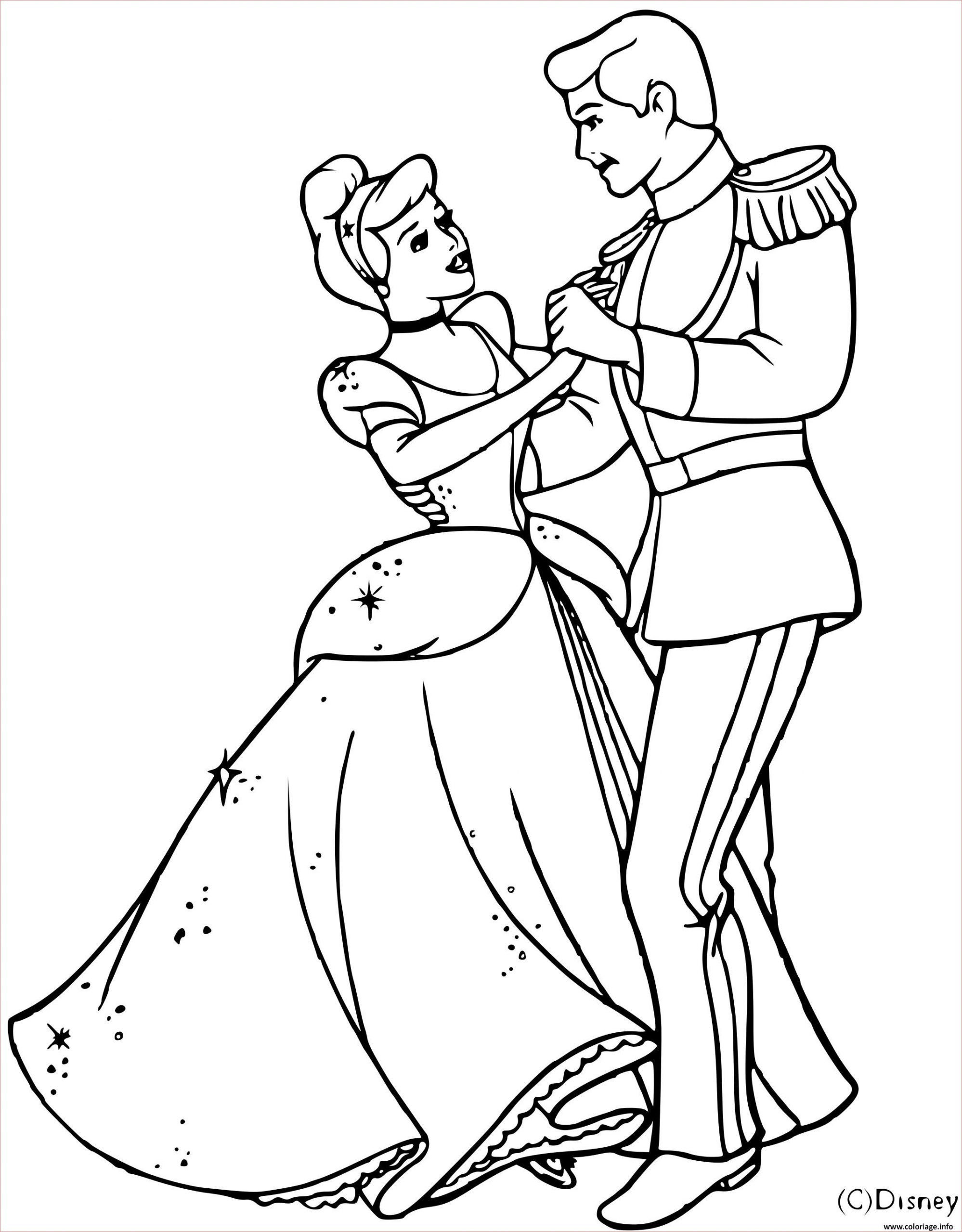 cendrillon et son prince charmant coloriage dessin