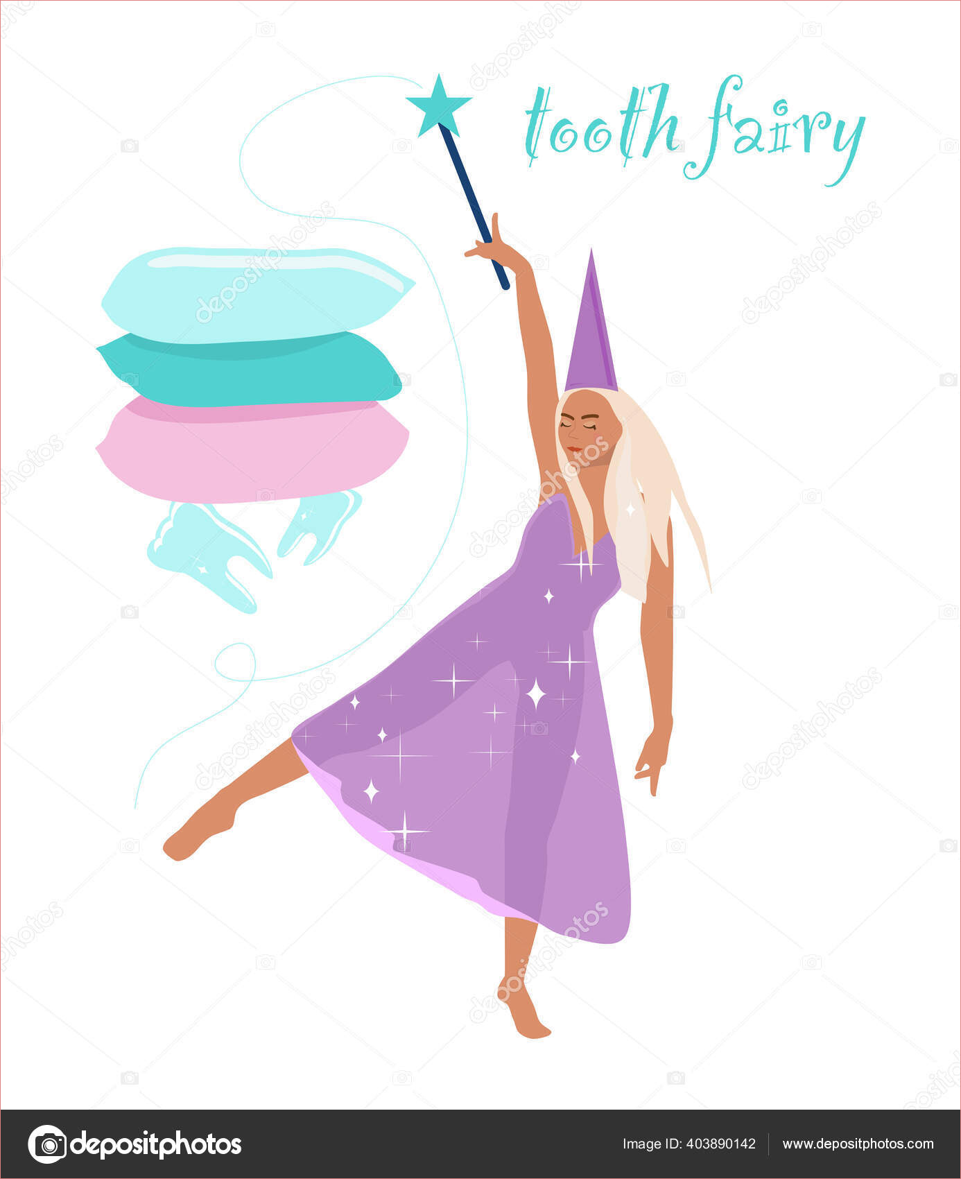 stock illustration tooth fairy holding magic wand