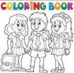 Coloriage Ecoliere Meilleur De Dessin D écolière Sur Livre De Coloriage Stock Image