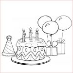 Coloriage Gateau D'anniversaire Élégant Le Gâteau D Anniversaire Et Les Ballons En Coloriage à