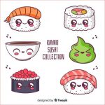 Coloriage Kawaii Sushi Nice Téléchargez Paquet De Sushi Kawaii Dessiné à La Main